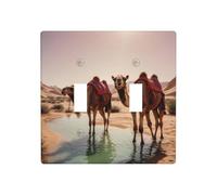 WZYWHJ Plaque murale décorative imprimée Camels in the oasis - 11,4 x 11,4 cm - Durable et élégante - Pour zones résidentielles et commerciales