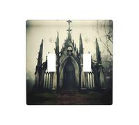 WZYWHJ Plaque murale décorative imprimée château squelette antique 11,4 x 11,4 cm, durable et élégante pour les zones résidentielles et commerciales