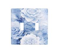 WZYWHJ Plaque murale décorative imprimée de roses bleues et blanches, 11,4 x 11,4 cm, durable et élégante pour les zones résidentielles et commerciales
