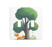 WZYWHJ Plaque murale décorative imprimée Little Fox derrière l'arbre - 11,4 x 11,4 cm - Durable et élégante pour les zones résidentielles et commerciales