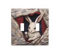 WZYWHJ Plaque murale décorative imprimée Little Rabbit in the quilt 11,4 x 11,4 cm, durable et élégante pour les zones résidentielles et commerciales