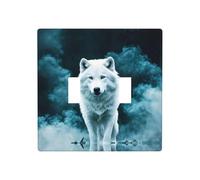 WZYWHJ Plaque murale décorative imprimée loup avec fumée, 11,4 x 11,4 cm, durable et élégante pour les zones résidentielles et commerciales