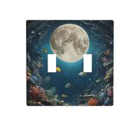 WZYWHJ Plaque murale décorative imprimée lune sous la mer, 11,4 x 11,4 cm, durable et élégante pour les zones résidentielles et commerciales