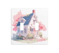 WZYWHJ Plaque murale décorative imprimée maison de cerisier rose 11,4 x 11,4 cm, durable et élégante pour les zones résidentielles et commerciales