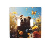 WZYWHJ Plaque murale décorative imprimée ours regardant les fleurs 11,4 x 11,4 cm, durable et élégante pour les zones résidentielles et commerciales