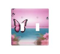 WZYWHJ Plaque murale décorative imprimée papillon rose et mer 11,4 x 11,4 cm, durable et élégante pour les zones résidentielles et commerciales