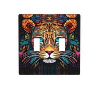 WZYWHJ Plaque murale décorative imprimée tête de léopard colorée 11,4 x 11,4 cm, durable et élégante pour les zones résidentielles et commerciales