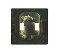 WZYWHJ Plaque murale décorative imprimée The Lamb in the Spaceship - 11,4 x 11,4 cm - Durable et élégante pour les zones résidentielles et commerciales