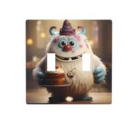 WZYWHJ Plaque murale décorative imprimée « The little monster holding the cake » de 11,4 x 11,4 cm, durable et élégante pour les zones résidentielles et commerciales