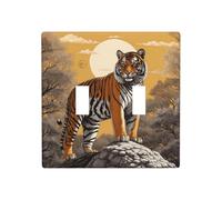 WZYWHJ Plaque murale décorative imprimée tigre debout au soleil 11,4 x 11,4 cm, durable et élégante pour les zones résidentielles et commerciales