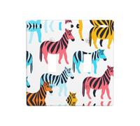 WZYWHJ Plaque murale décorative imprimée zèbre coloré, 11,4 x 11,4 cm, durable et élégante pour les zones résidentielles et commerciales
