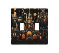 WZYWHJ Plaque murale décorative motif château la nuit 11,4 x 11,4 cm, durable et élégante pour les zones résidentielles et commerciales