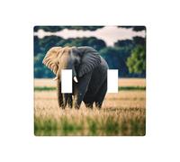WZYWHJ Plaque murale décorative motif éléphant dans la prairie, 11,4 x 11,4 cm, durable et élégante pour les zones résidentielles et commerciales