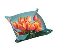 WZYWHJ Plateau de rangement en cuir - Plateau de qualité résistant aux rayures et étanche pour clés, montres, bijoux, et plus encore, motif tulipes lumineuses