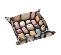 WZYWHJ Plateau de rangement en cuir - Plateau de qualité résistant aux rayures et étanche pour clés, montres, bijoux, et plus encore, motif de barbe à papa coloré