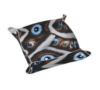 WZYWHJ Plateau de rangement en cuir - Plateau de qualité résistant aux rayures et étanche pour clés, montres, bijoux, etc. Motif mauvais œil