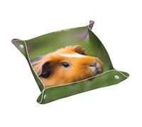 WZYWHJ Plateau de rangement en cuir - Plateau de qualité résistant aux rayures et étanche pour clés, montres, bijoux, et plus encore, motif cochon d'Inde mignon