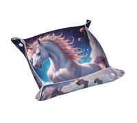 WZYWHJ Plateau de rangement en cuir - Plateau de qualité résistant aux rayures étanche pour clés, montres, bijoux, et plus encore, motif licorne S Quantum