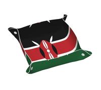 WZYWHJ Plateau de rangement en cuir pour table de chevet, bureau, coiffeuse et plus encore - Facile à nettoyer - Drapeau du Kenya imprimé