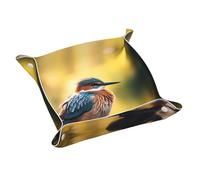 WZYWHJ Plateau de rangement en cuir pour table de chevet, bureau, coiffeuse et plus encore - Facile à nettoyer - Taille M imprimé oiseau lagon mignon