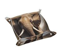 WZYWHJ Plateau de rangement en cuir pour table de chevet, bureau, coiffeuse et plus encore - Facile à nettoyer, taille M The Majestic Elephant Picture