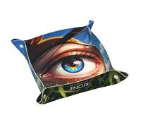 WZYWHJ Plateau de rangement en cuir pour table de chevet, bureau, coiffeuse et plus encore - Facile à nettoyer - Motif œil mystérieux moyen