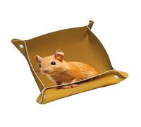 WZYWHJ Plateau de rangement en cuir pour table de chevet, bureau, coiffeuse et plus encore - Facile à nettoyer - Taille M - Imprimé éléphant et musaraigne