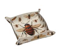 WZYWHJ Plateau de rangement en cuir pour table de chevet, bureau, coiffeuse et plus encore - Facile à nettoyer - Taille M - Imprimé divers insectes