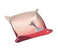 WZYWHJ Plateau de rangement en cuir pour table de chevet, bureau, coiffeuse, et plus encore - Facile à nettoyer - Animaux moyens qui regardent loin imprimés