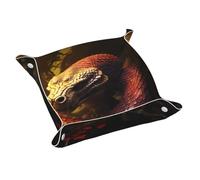 WZYWHJ Plateau de rangement en cuir pour table de chevet, bureau, coiffeuse et plus encore - Facile à nettoyer, petit motif python de la forêt géante