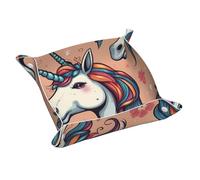 WZYWHJ Plateau de rangement en cuir - Résistant aux rayures - Étanche - Pour clés, montres, bijoux, etc. Motif licorne