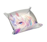 WZYWHJ Plateau de rangement en cuir - Résistant aux rayures - Étanche - Pour clés, montres, bijoux, etc. Motif licorne