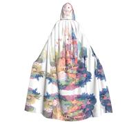 WZYWHJ Poncho à capuche pour homme et femme Motif lapin sur le château