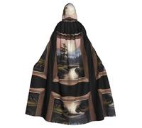WZYWHJ Poncho à capuche pour homme et femme Motif montagnes et rivières lointaines
