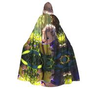 WZYWHJ Poncho à capuche pour homme et femme Motif petit hérisson