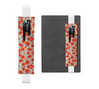 WZYWHJ Porte-stylo en cuir avec clip élastique pour bloc-notes et journaux avec sangle réglable, peut contenir 2 à 3 stylos Motif fleurs de coquelicot Noir, blanc, Taille unique, Sac à dos d'école