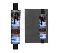 WZYWHJ Porte-stylo en cuir avec sangle réglable pour 2 à 3 stylos Motif fleurs violettes Prairie Montagne Noir