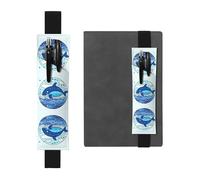 WZYWHJ Porte-stylo en cuir noir avec motif baleine - Clip élastique pour carnets et journaux avec sangle réglable - Peut contenir 2 à 3 stylos, Noir , Taille unique, Sac à dos d'école