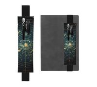 WZYWHJ Porte-stylo en cuir noir avec motif constellation du zodiaque - Clip élastique pour carnets et journaux avec sangle réglable - Peut contenir 2 à 3 stylos