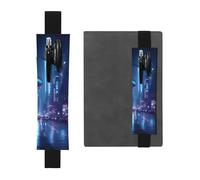 WZYWHJ Porte-stylo en cuir noir Sci-Fi Street avec clip élastique pour cahiers et journaux avec sangle réglable, peut contenir 2 à 3 stylos, Noir , Taille unique, Sac à dos d'école