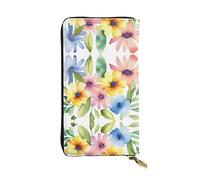 WZYWHJ Portefeuille élégant en cuir à motif floral et feuille - Longue pochette pour femme, matériau durable, 12 emplacements pour cartes, compartiments à fermeture éclair