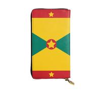 WZYWHJ Portefeuille élégant en cuir avec drapeau de la Grenade - Pochette longue pour femme - Matériau résistant - 12 emplacements pour cartes - Compartiments zippés - Noir - Taille unique - Noir
