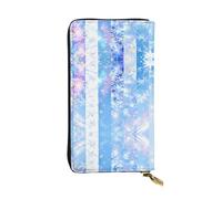 WZYWHJ Portefeuille élégant en cuir avec impression étoilée brillante - Longue pochette pour femme, matériau durable, 12 emplacements pour cartes, compartiments zippés, noir, taille unique, Noir ,