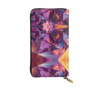 WZYWHJ Portefeuille élégant en cuir avec imprimé blocs angulaires - Longue pochette pour femme, matériau durable, 12 emplacements pour cartes, compartiments à fermeture éclair