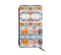 WZYWHJ Portefeuille élégant en cuir avec imprimé brioches de piscine - Longue pochette pour femme, matériau durable, 12 emplacements pour cartes, compartiments zippés, noir, taille unique, Noir ,