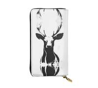 WZYWHJ Portefeuille élégant en cuir avec imprimé cerf négatif - Longue pochette pour femme, matériau durable, 12 emplacements pour cartes, compartiments à fermeture éclair