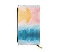 WZYWHJ Portefeuille élégant en cuir avec imprimés entrelacés de couleurs - Longue pochette pour femme, matériau durable, 12 emplacements pour cartes, compartiments à fermeture éclair