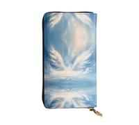 WZYWHJ Portefeuille élégant en cuir blanc avec imprimé ombre claire - Pochette longue pour femme - Matériau résistant - 12 emplacements pour cartes - Compartiments zippés - Noir - Taille unique - Noir