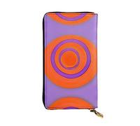 WZYWHJ Portefeuille élégant en cuir imprimé avec cercles oranges - Longue pochette pour femme, matériau durable, 12 emplacements pour cartes, compartiments zippés, noir, taille unique, Noir , Taille