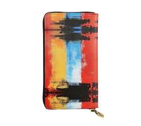 WZYWHJ Portefeuille élégant en cuir imprimé bannière coup de pinceau - Longue pochette pour femme, matériau durable, 12 emplacements pour cartes, compartiments à fermeture éclair